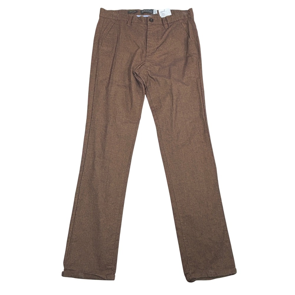 Hawkings McGill Mens Skinny Chino Pants Rich Brown Textured Cotton Size 32 NEW